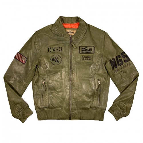 US Navy pilot leather jacket kaki 