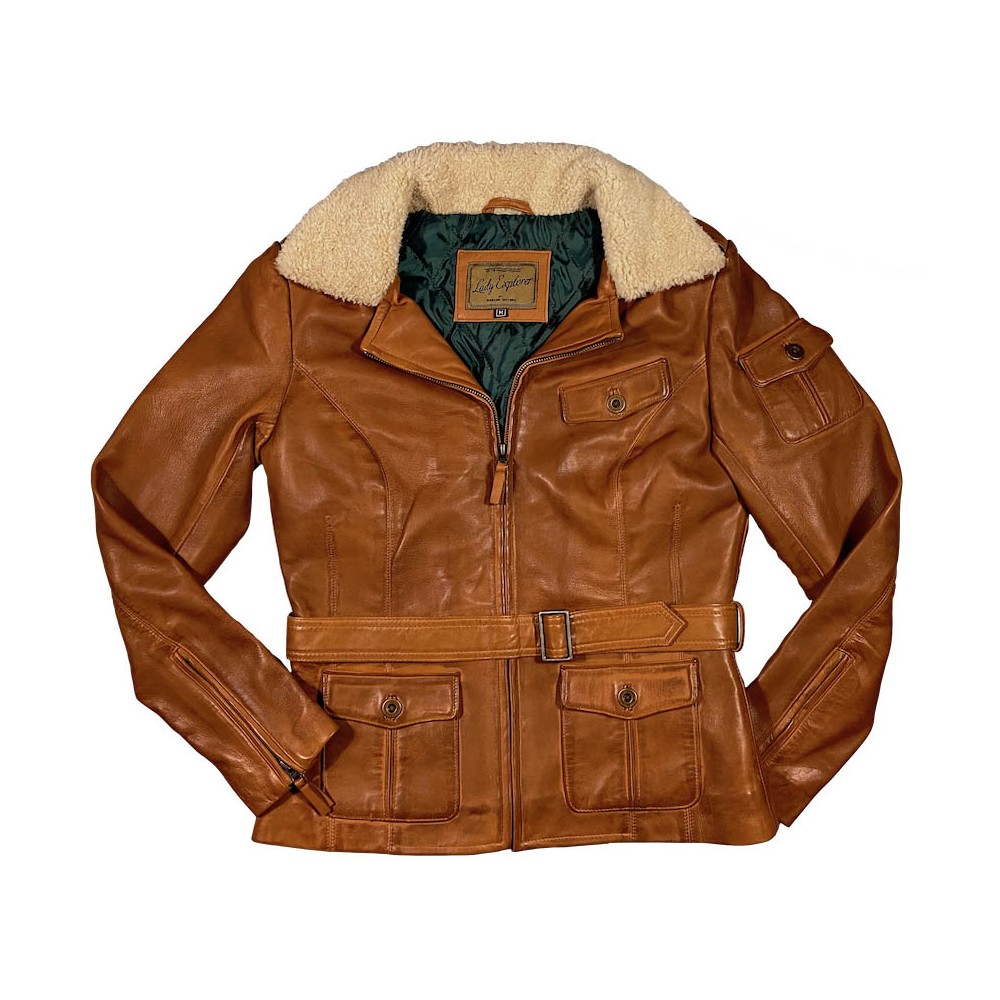 Lady Explorer leather jacket cognac - Jacket - Women - Warson Motors