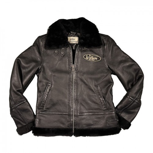 Winter lady aviator leather jacket