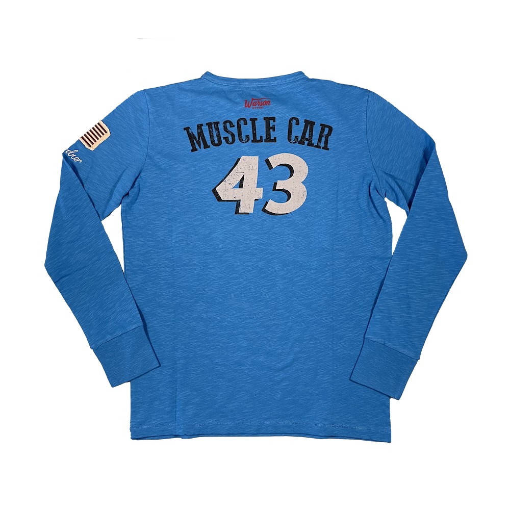 T-shirt Vintage Femme Warson Motors - Motif V8 US Muscle Car Racing, 100% Coton, Manches Courtes Bleu