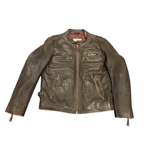 Blouson Cuir Vintage Warson Motors - Style Pilote US Navy Kaki - Neuf Avec étiquettes