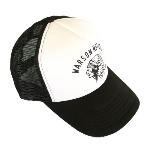 Trucker Indian Black and White Cap