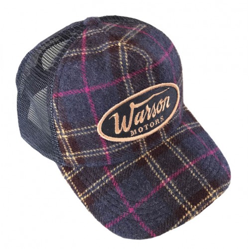 Flannel check cap blue